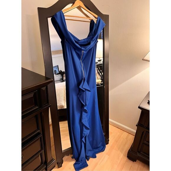 NEW Off shoulder Maxi DRESS Gown Exposed zipper XL - Picture 2 of 3